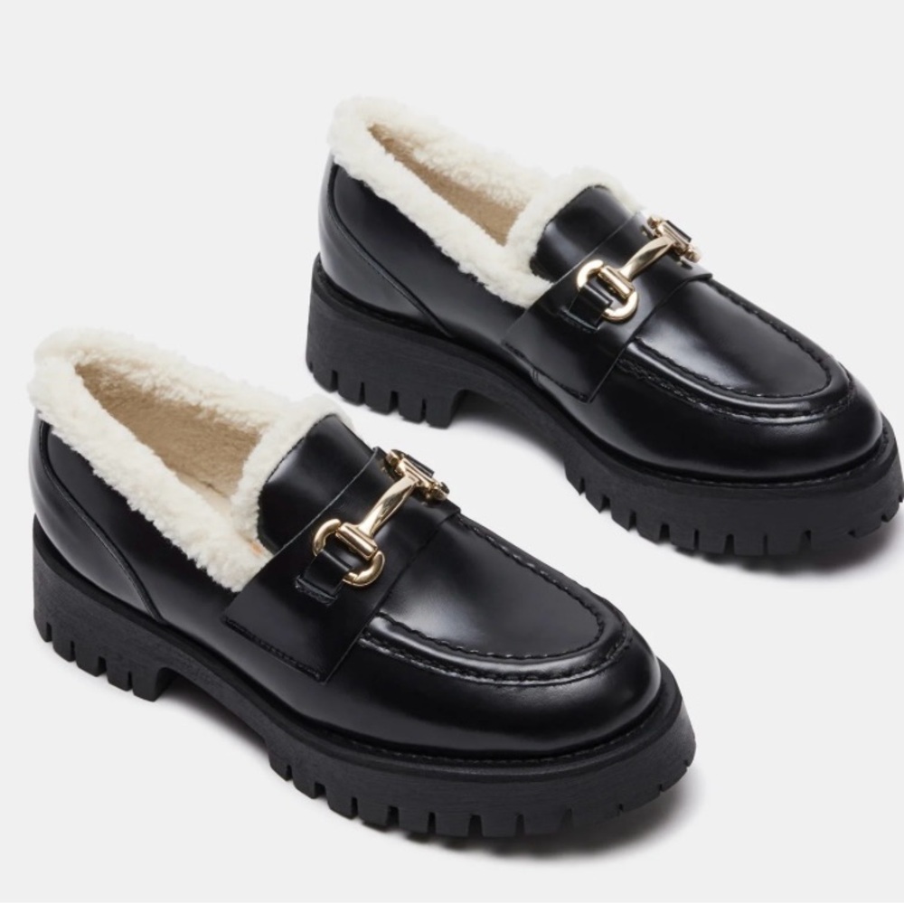 Steve Madden Lando Fur black leather shoes